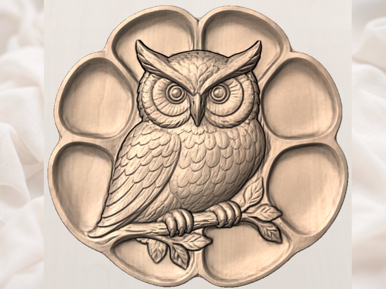 Majestic Owl Wood Carving Platter view 3