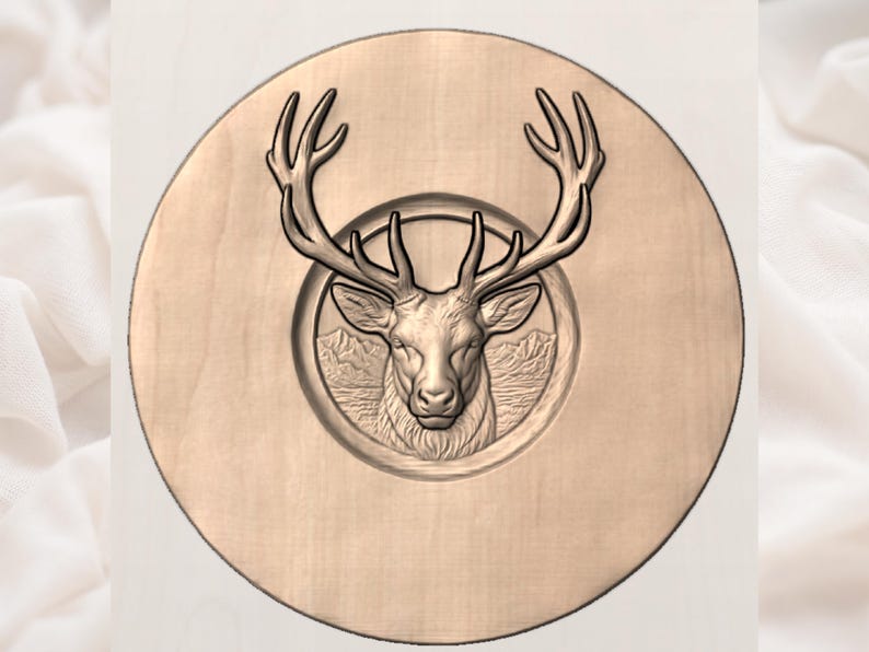 Majestic Stag 3D Relief STL File view 3