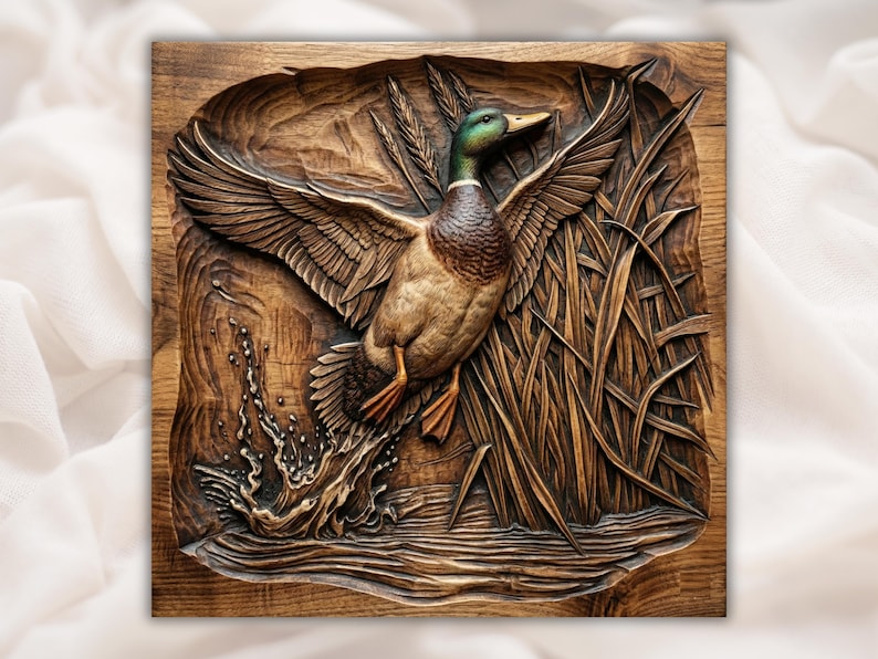 Mallard Duck Landing 3D Relief STL bas-relief STL design