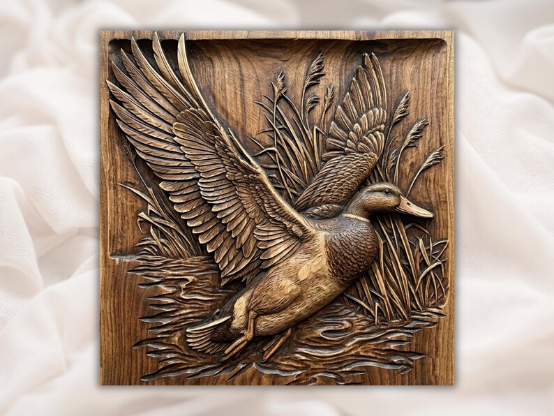 Mallard Duck Water Landing 3D Relief STL bas-relief STL