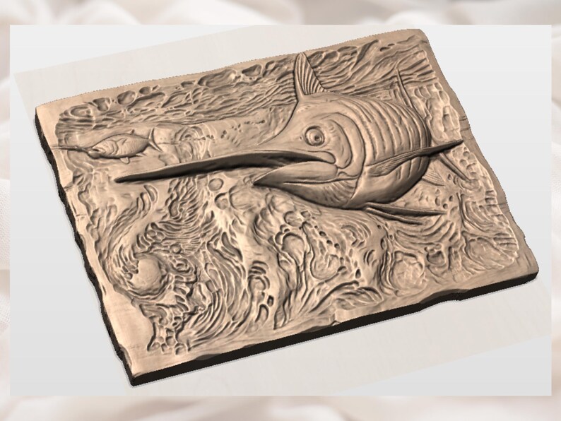 Marlin Swordfish Relief STL view 2