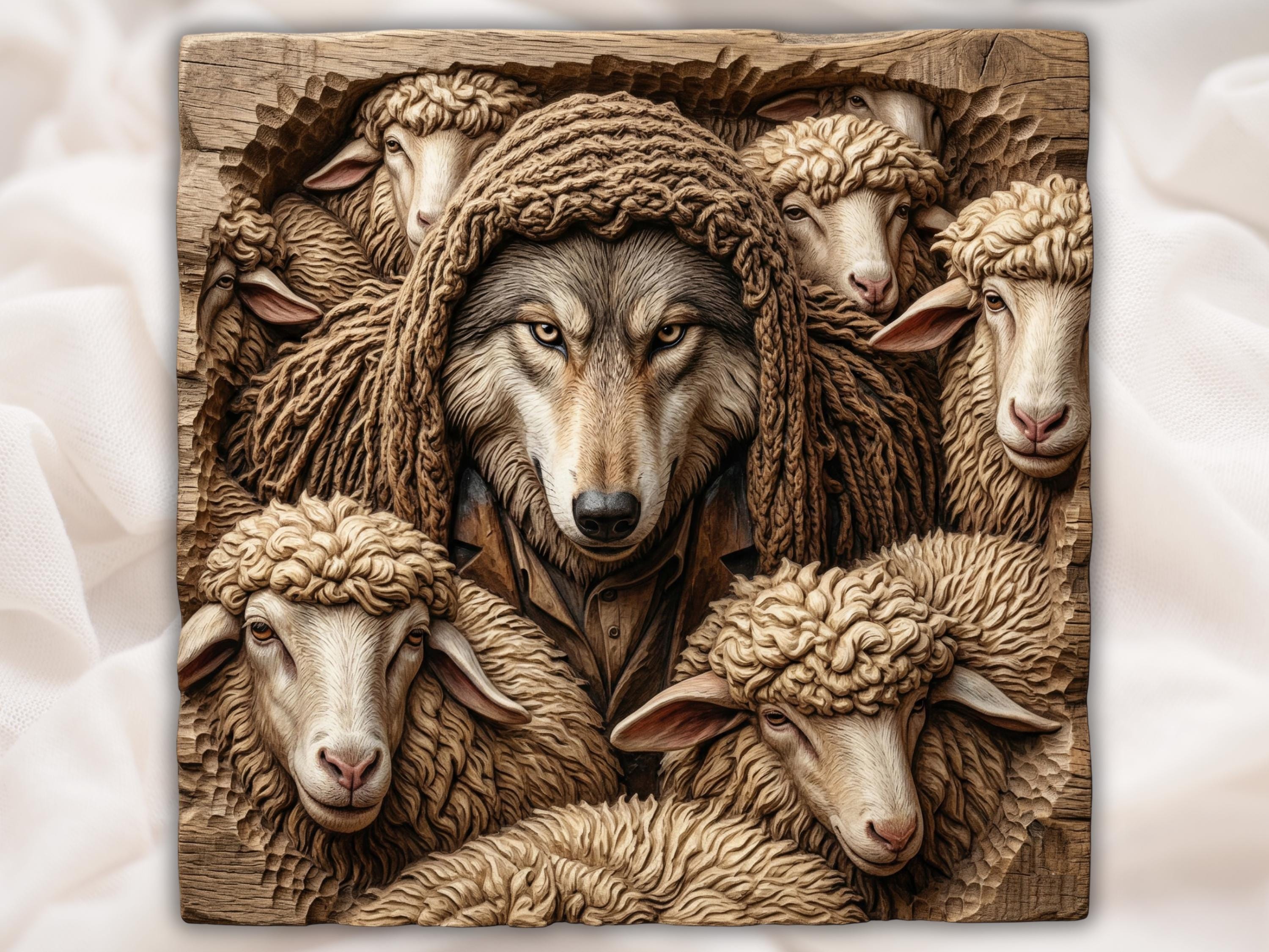 Wolf in Sheep's Clothing Bas-Relief, Matthew 7:15 STL bas-relief STL design