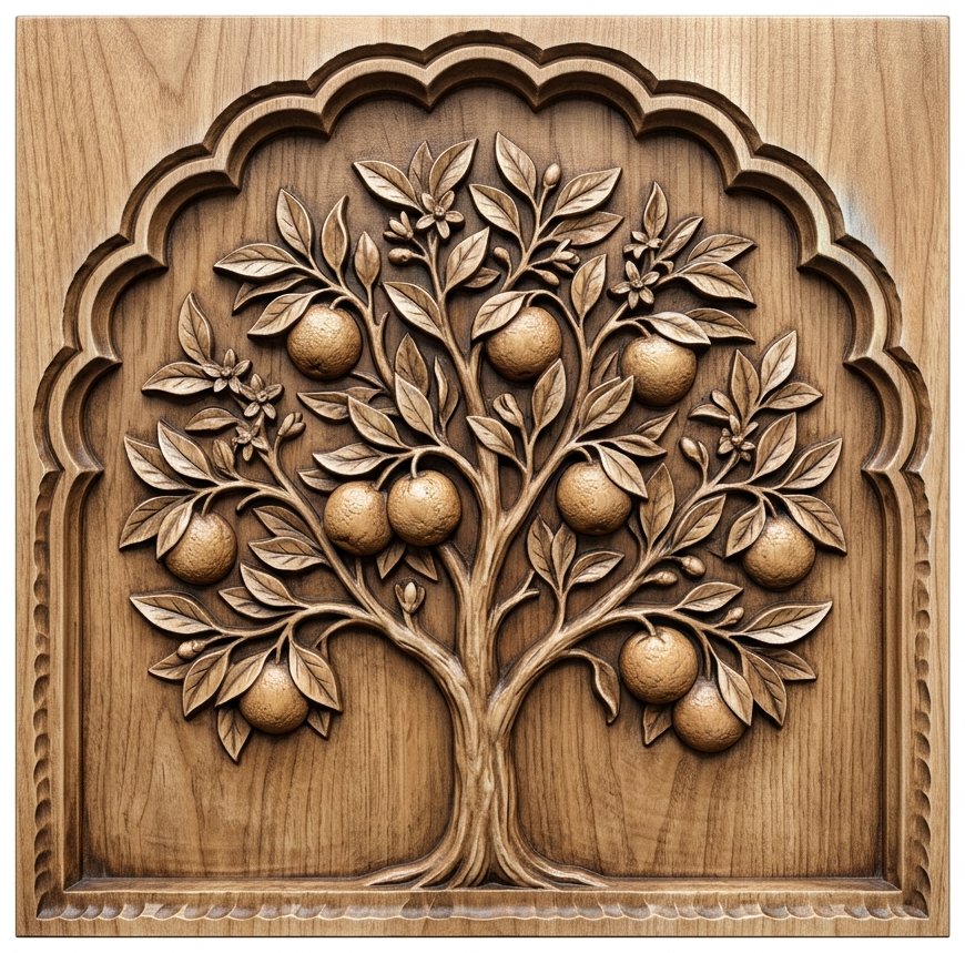 Mediterranean Orange Tree Arch CNC Relief STL bas-relief STL design