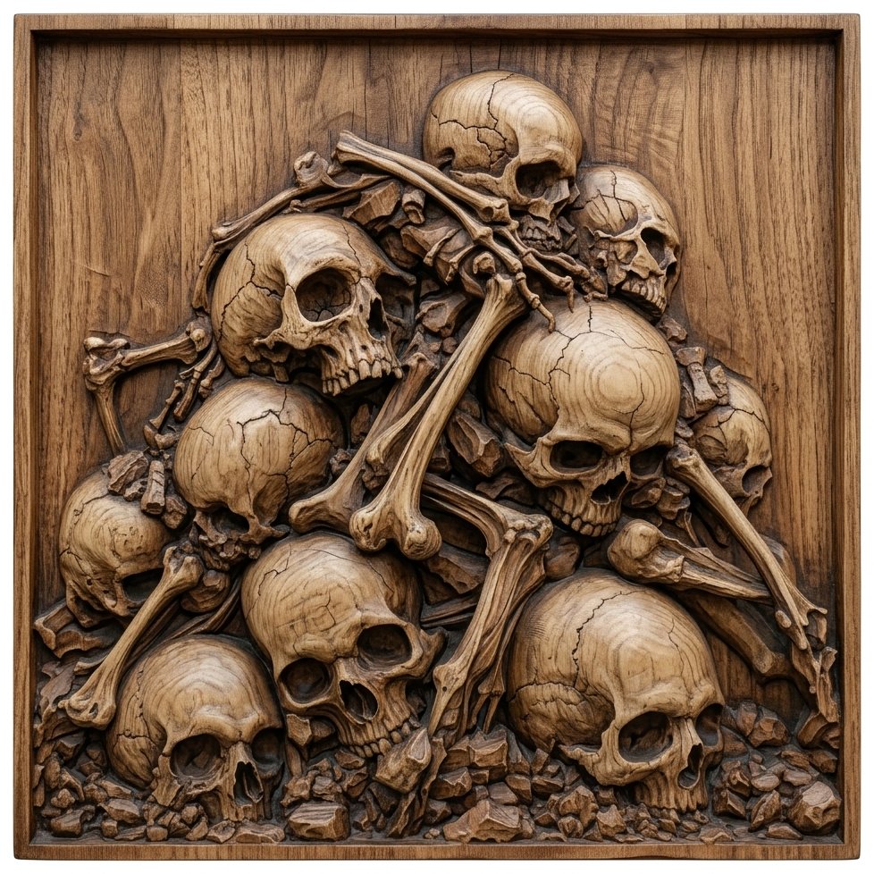 Memento Mori Skull Pile Ossuary Wall Art CNC Relief STL bas-relief STL design