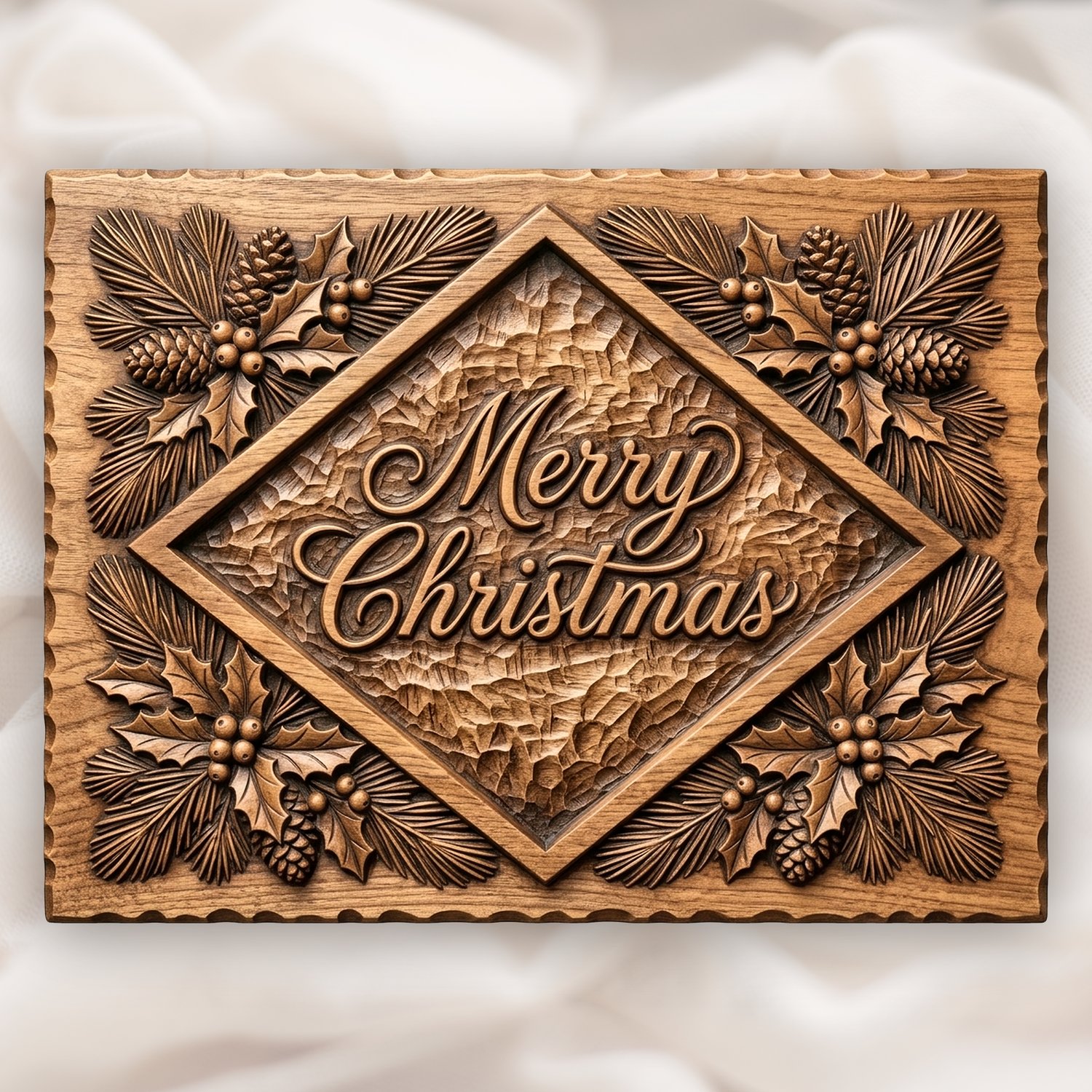 Merry Christmas Holly CNC Relief STL