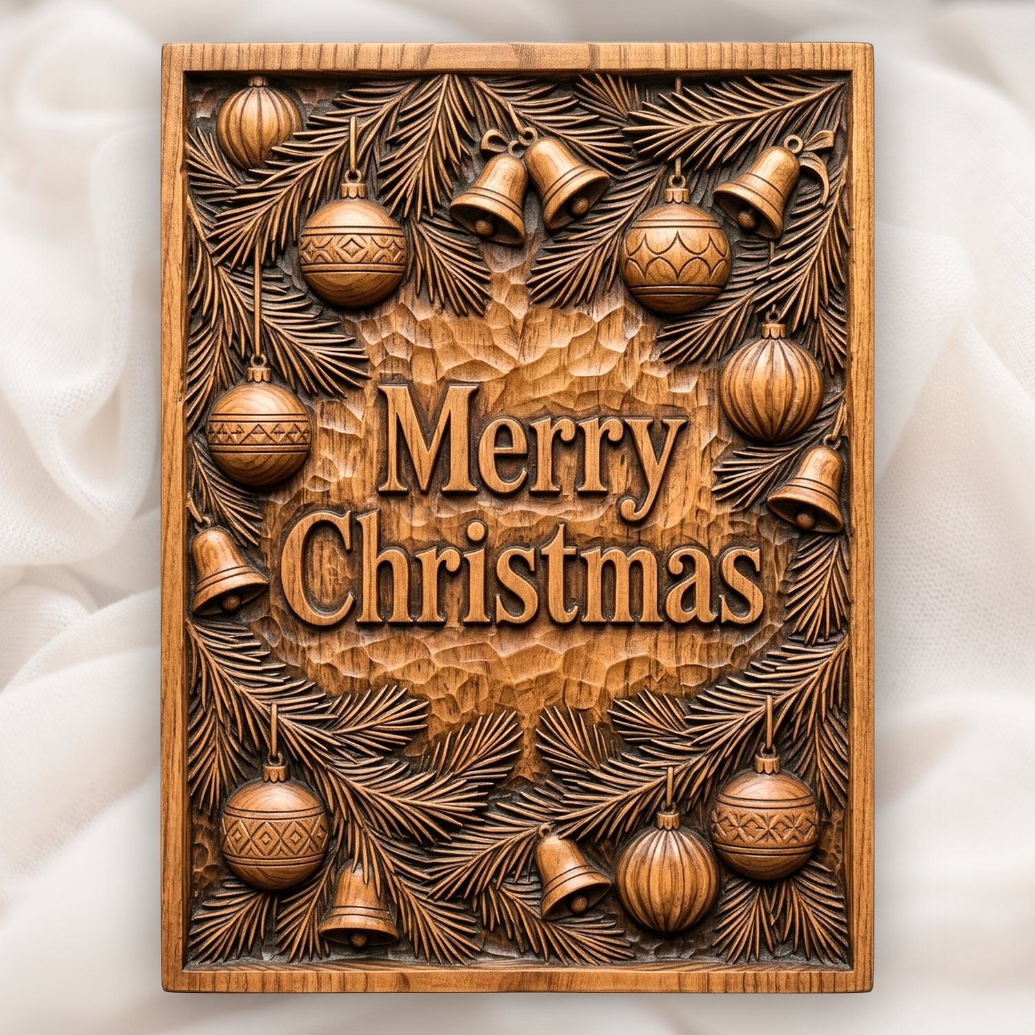 Merry Christmas Ornament Holiday CNC Relief STL