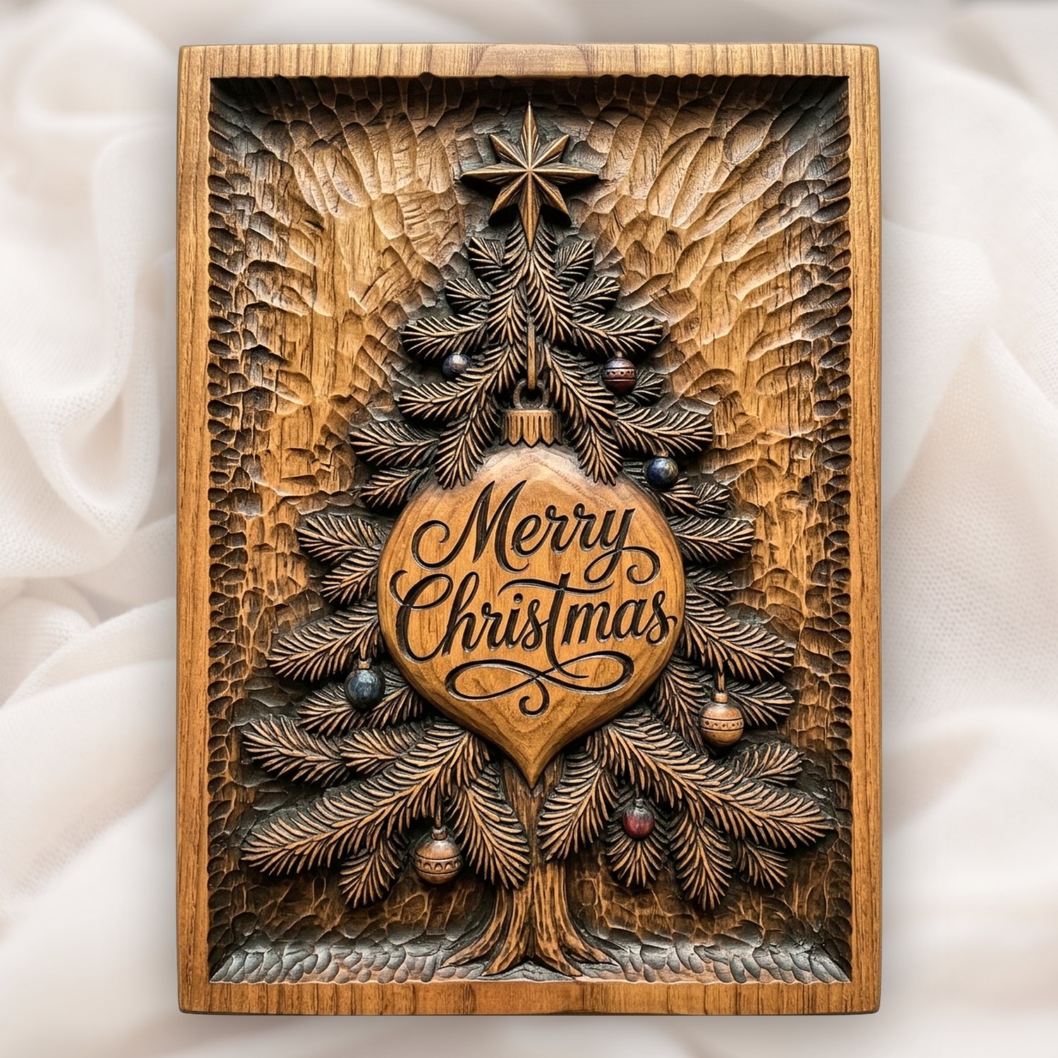 Merry Christmas Tree CNC Relief STL