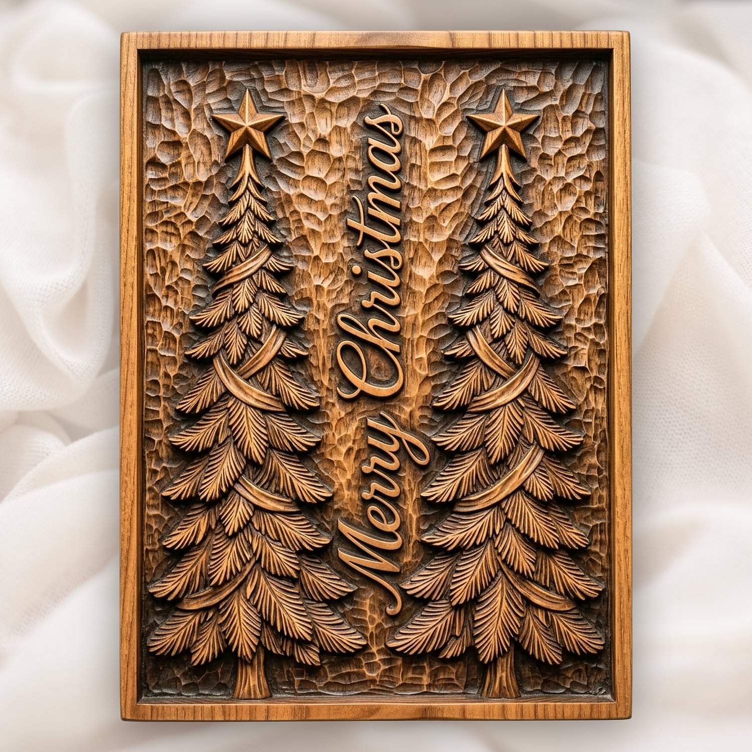 Merry Christmas Trees CNC Relief STL