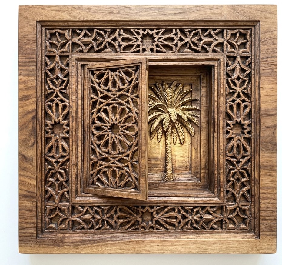 Middle Eastern Mashrabiya Palm Tree CNC Relief STL bas-relief STL design