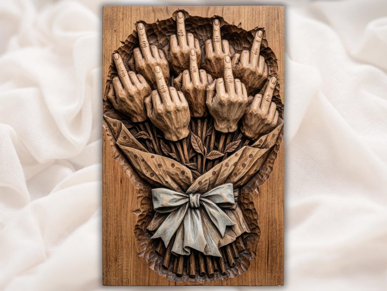 Middle Finger Bouquet STL bas-relief STL design
