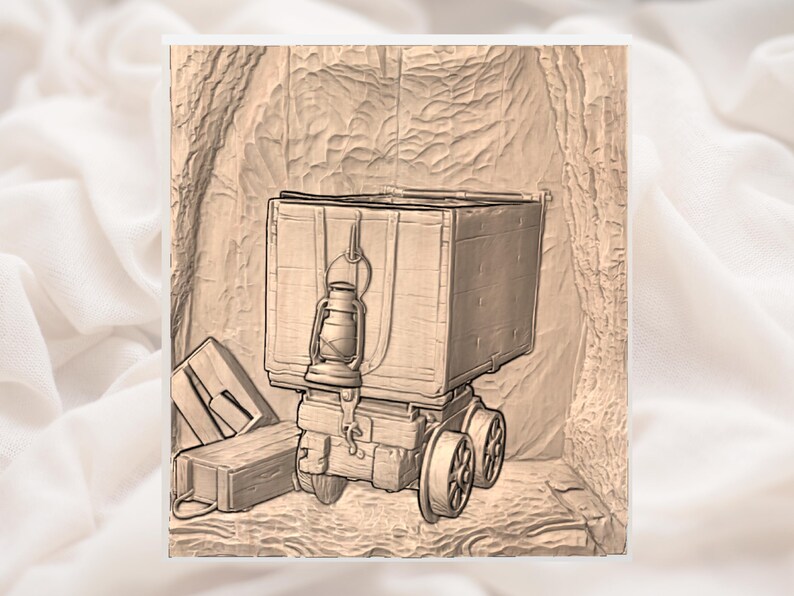 Mining Cart 3D Relief STL view 2