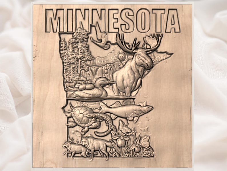 Minnesota Map STL Relief view 2