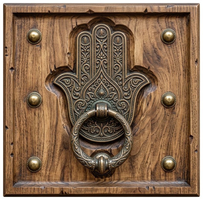 Moorish Khamsa Door Knocker Alhambra Stucco CNC Relief STL bas-relief STL design