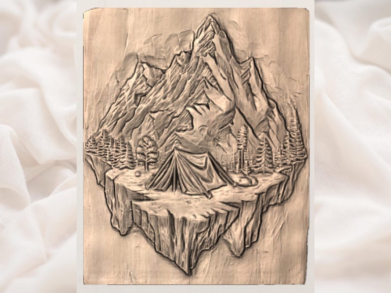 Mountain Camping STL Relief view 3