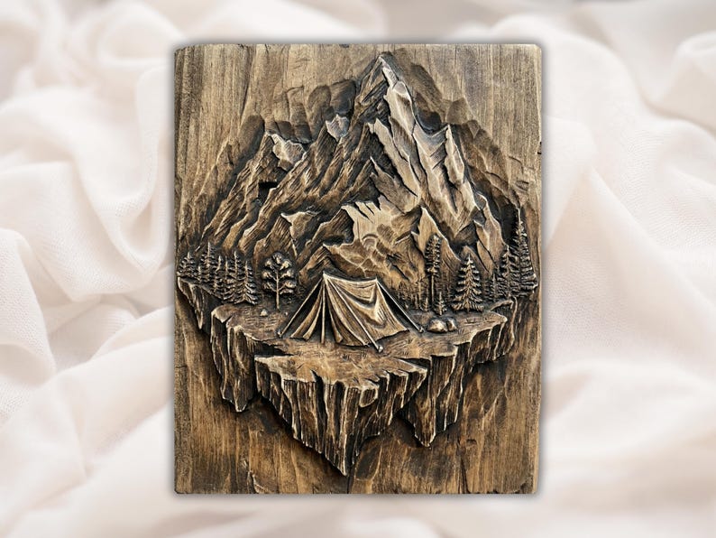 Mountain Camping STL Relief bas-relief STL design