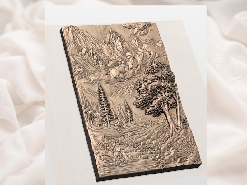 Mountain Landscape 3D Relief STL view 3