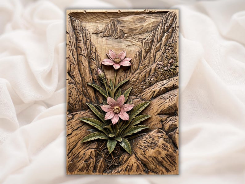Mountain Wildflower Relief STL bas-relief STL design