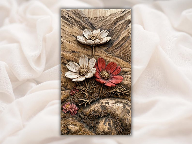 Mountain Wildflower STL bas-relief STL