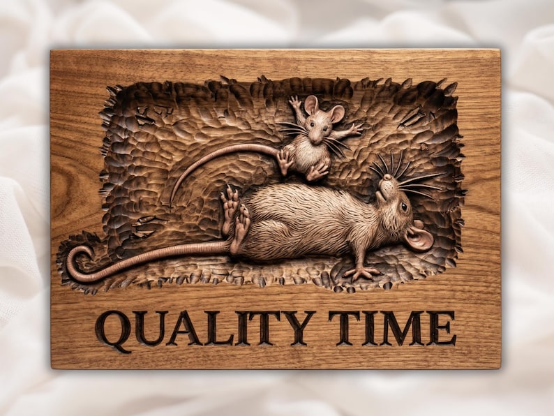Mouse Family 3D Relief STL File bas-relief STL design