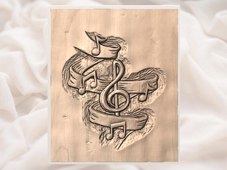 Music Notes 3D Relief STL view 2