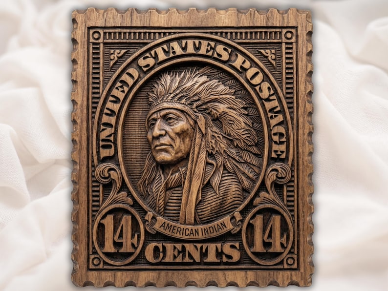 Native American Stamp STL bas-relief STL