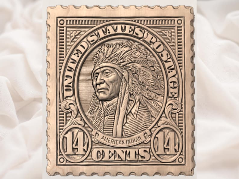 Native American Stamp STL view 2