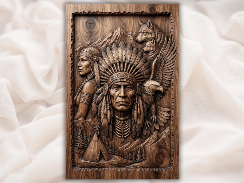 Native Chief File bas-relief STL design
