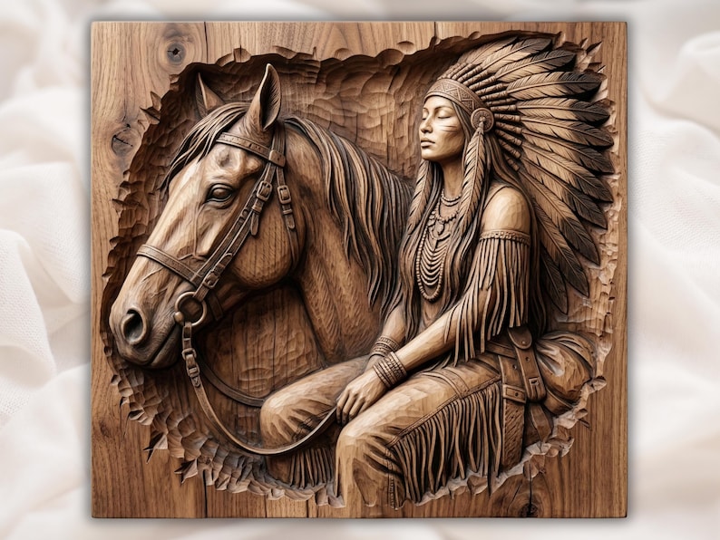 Native Woman File bas-relief STL design