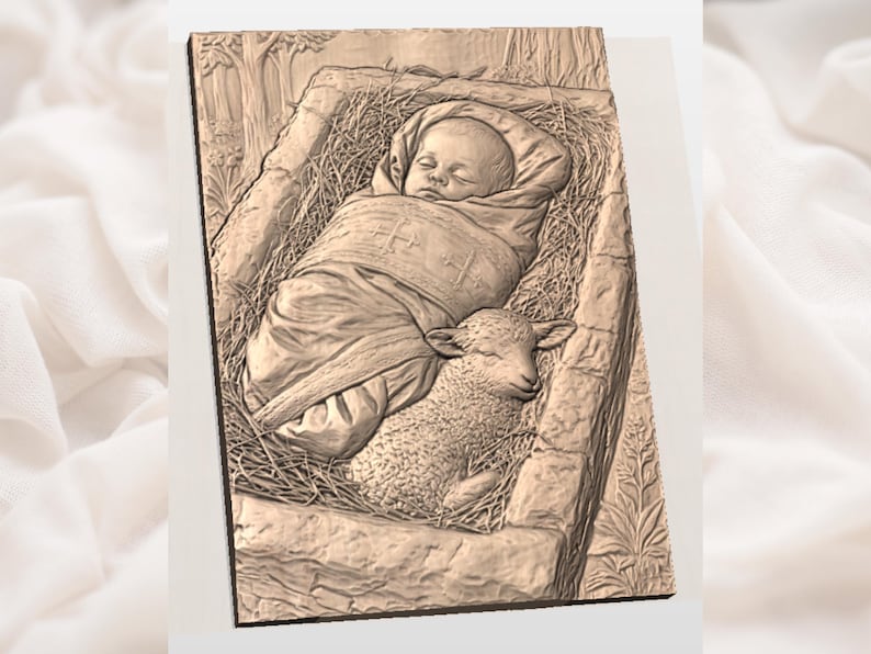 Nativity Baby Jesus 3D Relief STL for CNC Router view 2