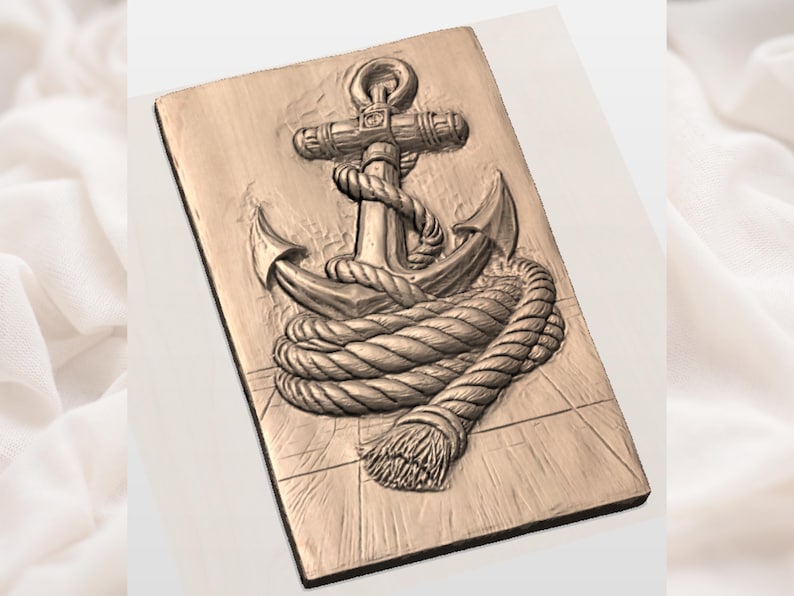 Nautical Anchor Rope 3D Relief STL File view 2