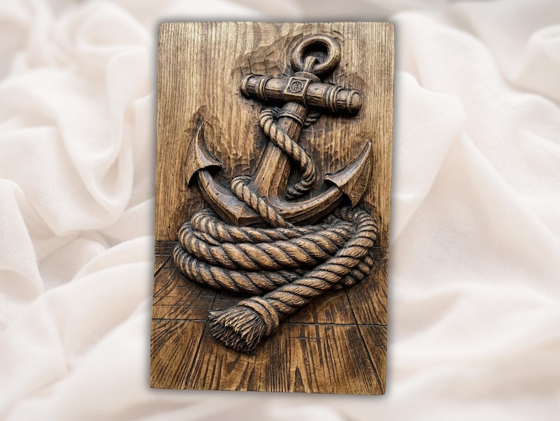Nautical Anchor Rope 3D Relief STL File bas-relief STL design