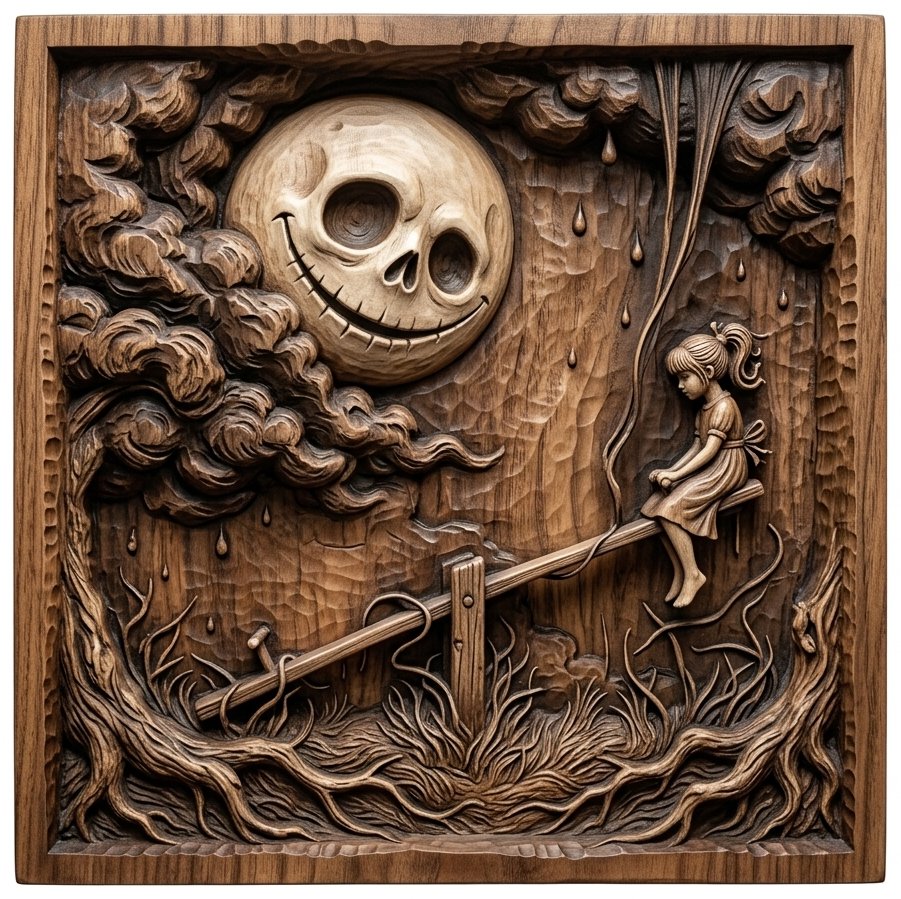Nightmare Moon Girl Seesaw CNC Relief STL bas-relief STL design