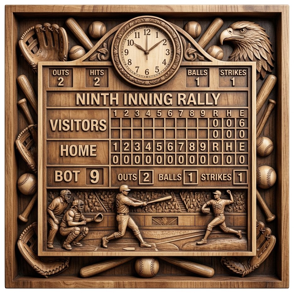 Ninth Inning Rally Baseball Scoreboard CNC Relief STL bas-relief STL design