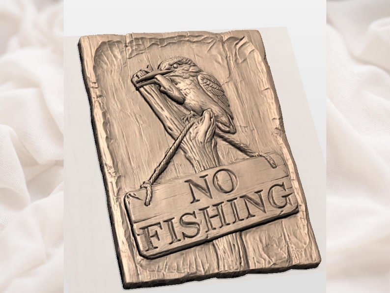 No Fishing Sign STL view 2