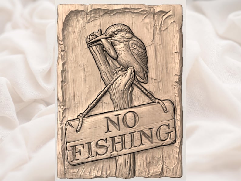 No Fishing Sign STL view 3