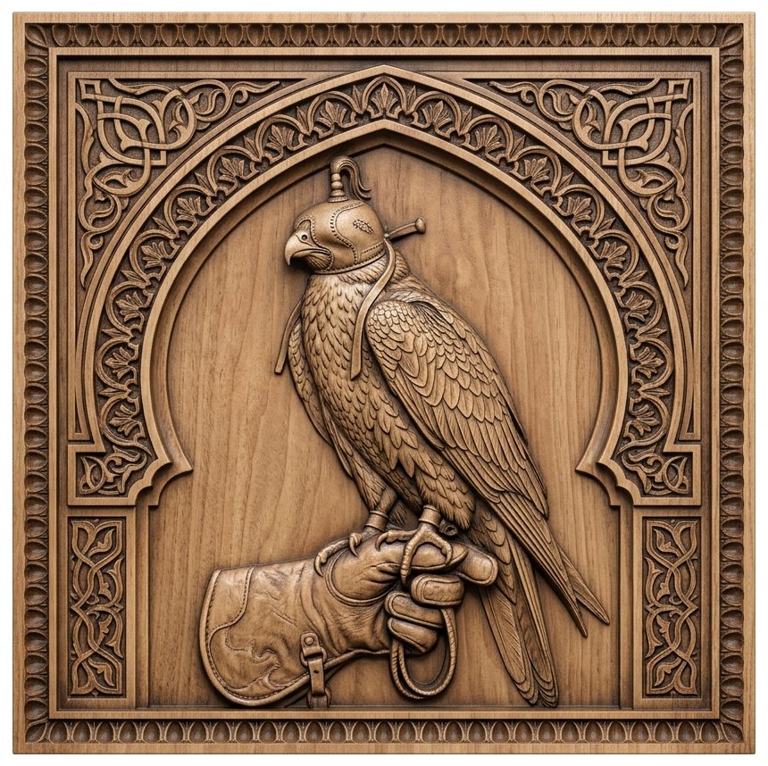 Noble Falcon Falconer Bird of Prey CNC Relief STL bas-relief STL design