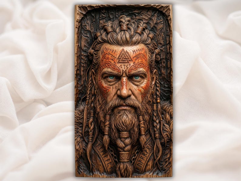 Norse Warrior Portrait STL bas-relief STL