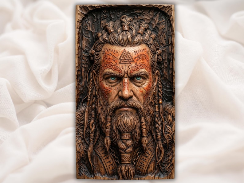 Norse Warrior Portrait STL bas-relief STL design