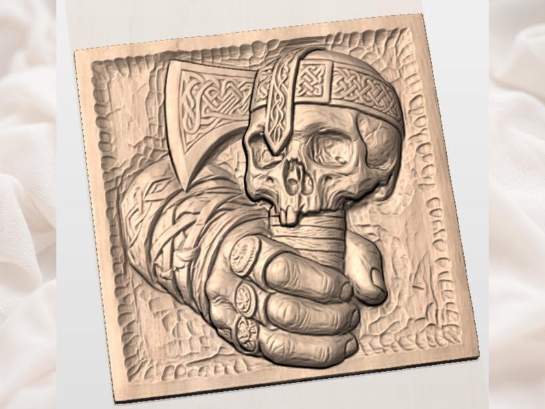 Norse Warrior Skull STL view 2