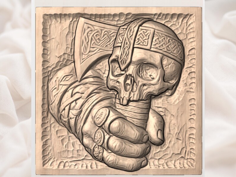 Norse Warrior Skull STL view 3