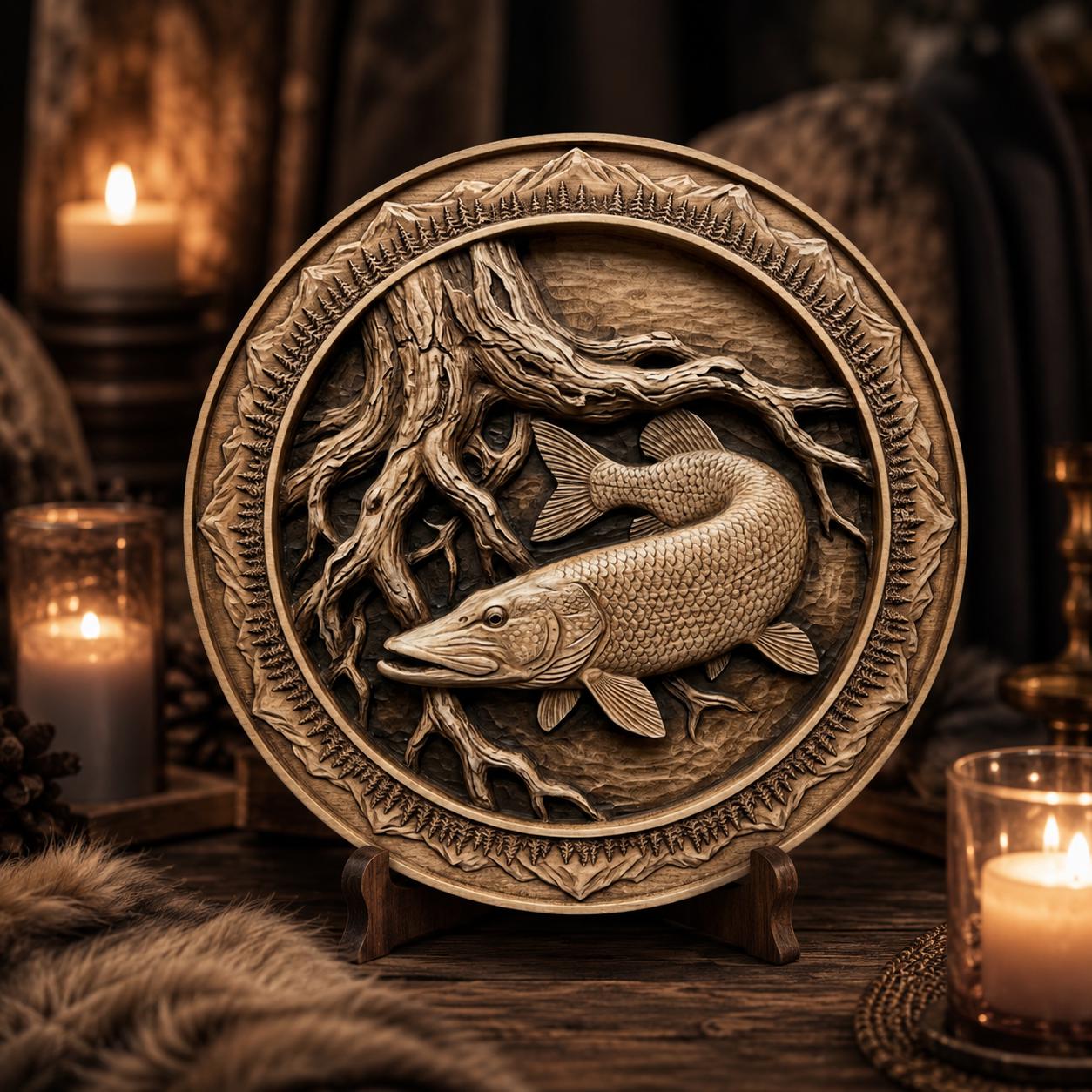 Northern Pike Fishing CNC STL Relief, Submerged Tree Roots Deep Scoop 3D Model, Wood Carving File for Vectric Aspire, ArtCAM, Carveco view 5