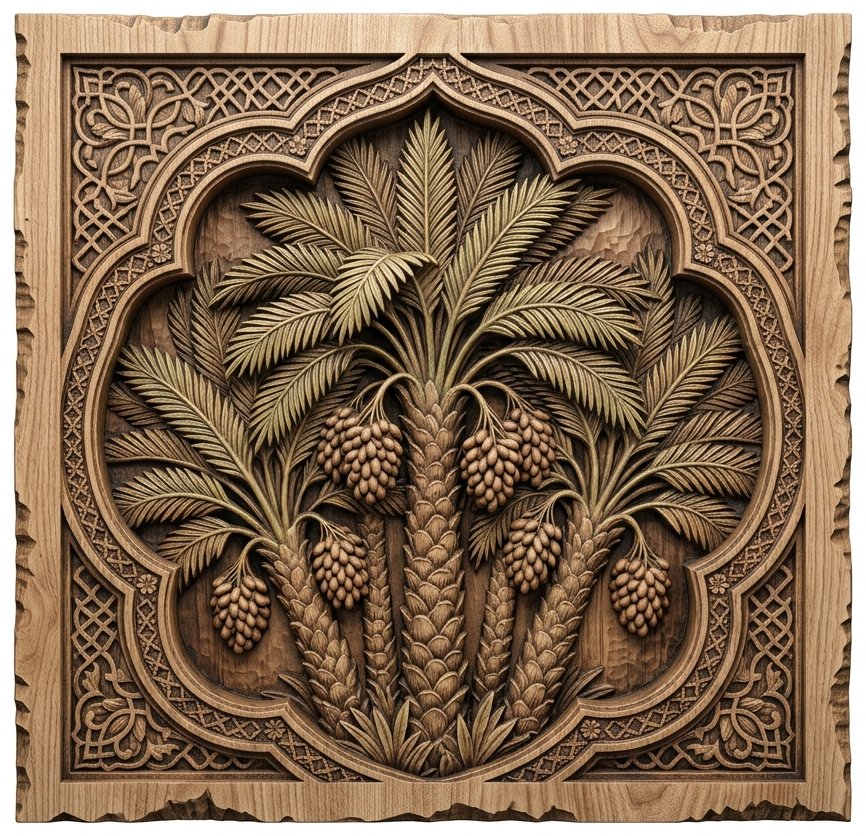 Oasis Palm Tree Decorative Panel CNC Relief STL bas-relief STL design