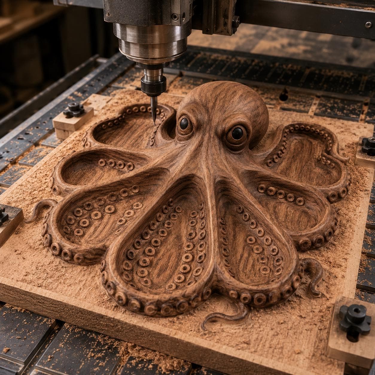 Octopus Serving Tray with Eight Tentacle Wells STL Relief bas-relief STL design