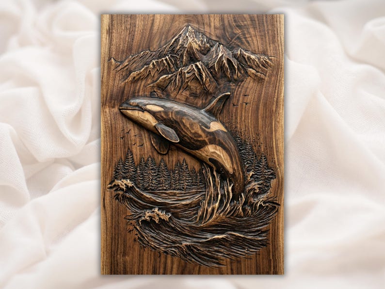 Orca Whale 3D Relief STL bas-relief STL design