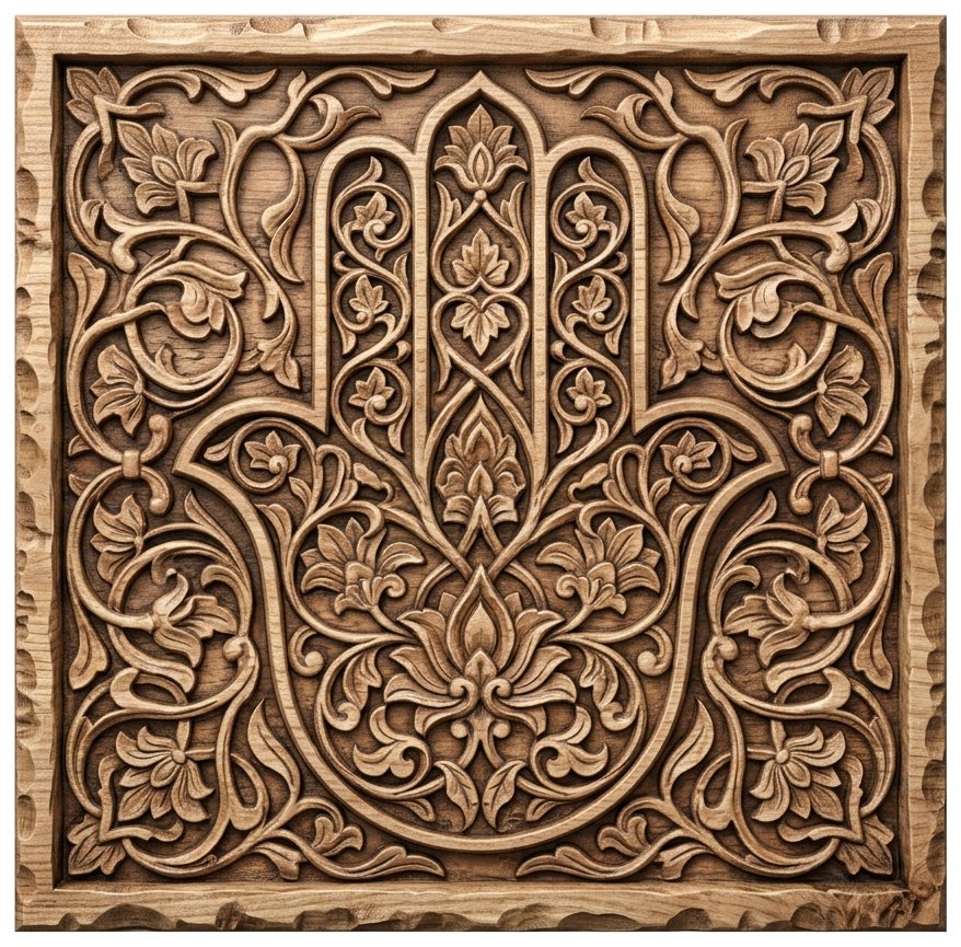 Ornate Hamsa Hand Protection Symbol CNC Relief STL bas-relief STL design