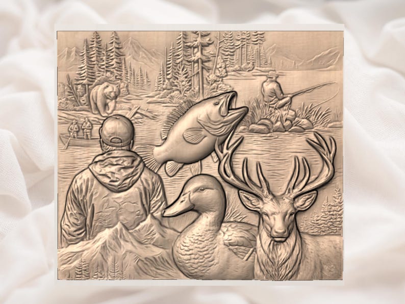 Outdoor Hunting Collage 3D Relief STL view 2