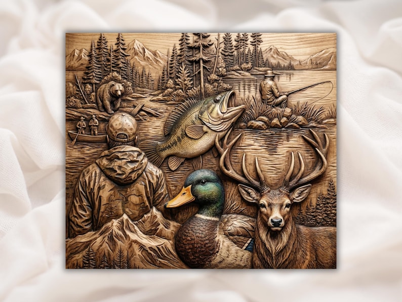 Outdoor Hunting Collage 3D Relief STL bas-relief STL design