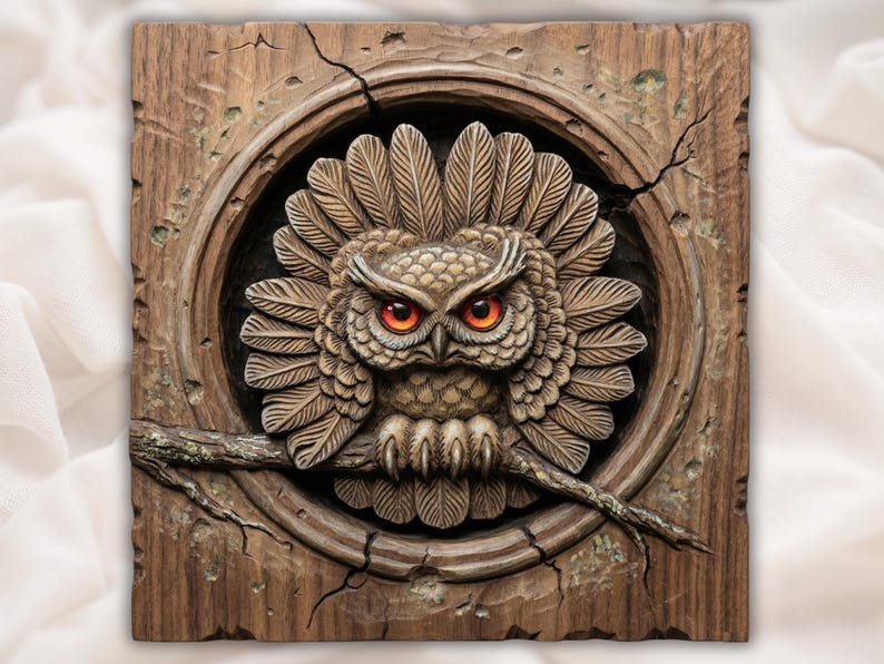 Owl Relief STL bas-relief STL