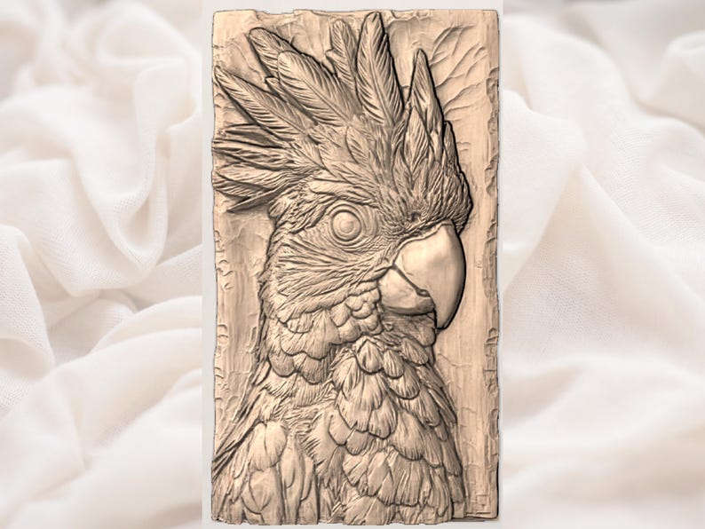 Parrot Head Relief STL view 3
