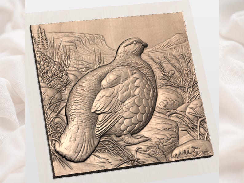 Partridge Bird STL Relief view 2